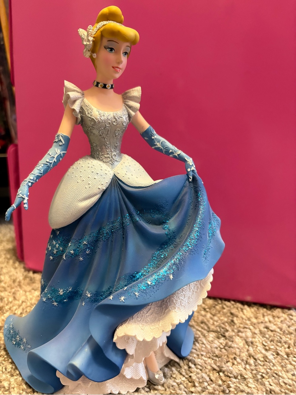 Cinderella Blue Glimmer Porcelain Figurine - Classic Princess Statue